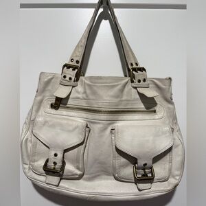 Marc Jacobs Vintage Y2K Stella Leather Satchel Cream Leather Brass Hardware Rare